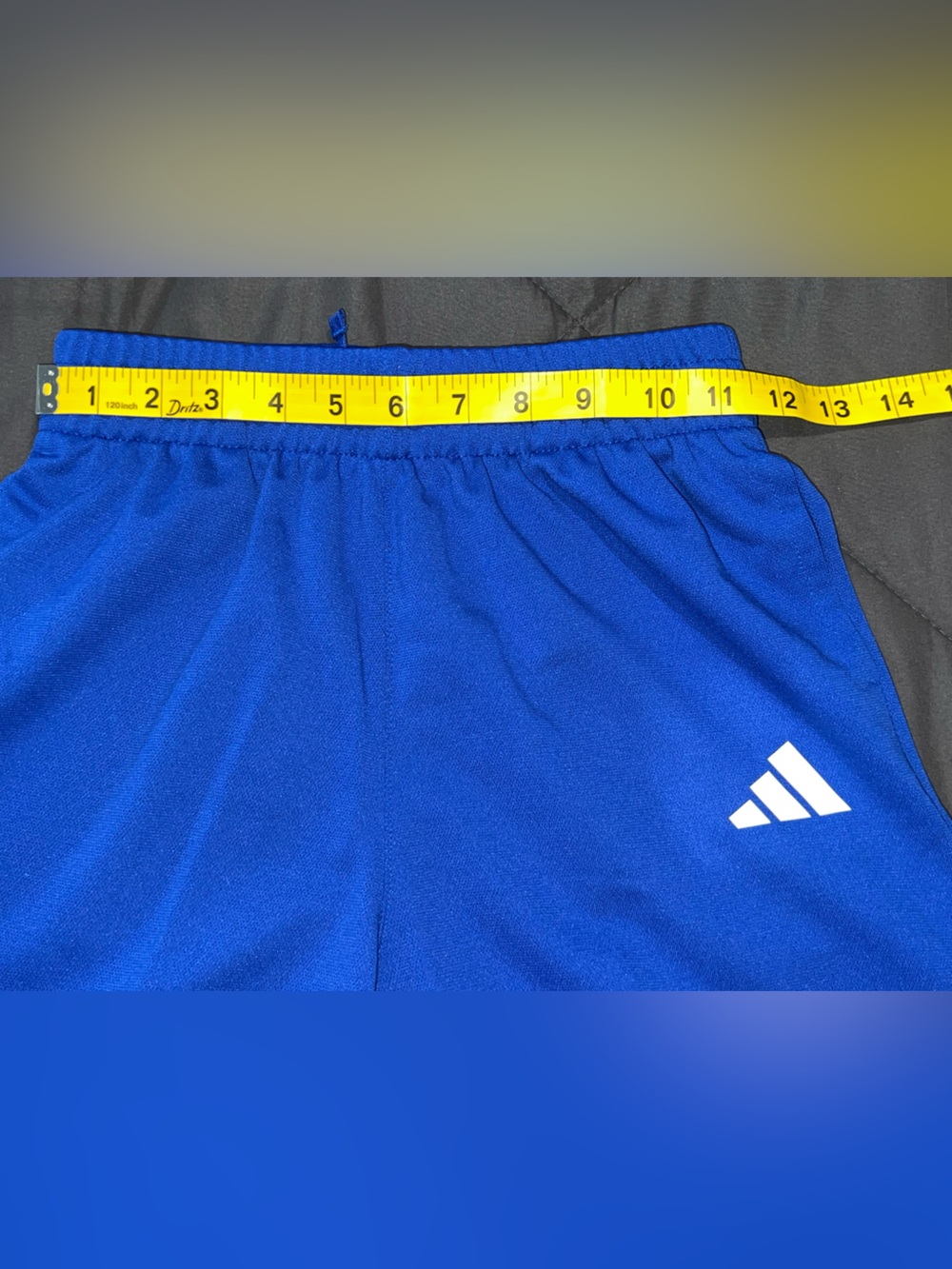 adidas boy’s Blue Athletic Shorts with Black Stripes